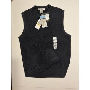 GEOFFREY BEENE Mens Dark Gray Sweater Vest V Neck Argyle Knit Size Medium
